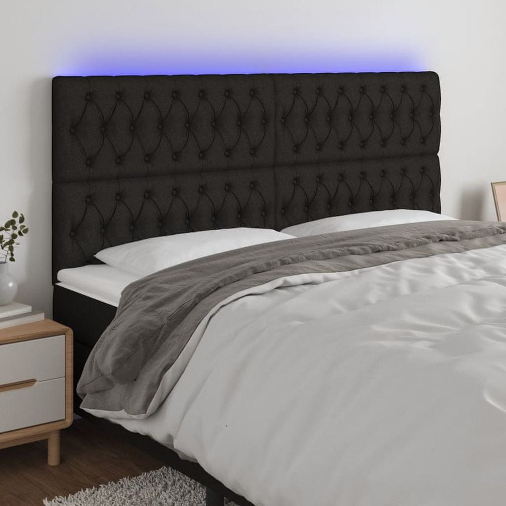 Vidaxl Čelo postele s LED čierne 200x7x118/128 cm látka